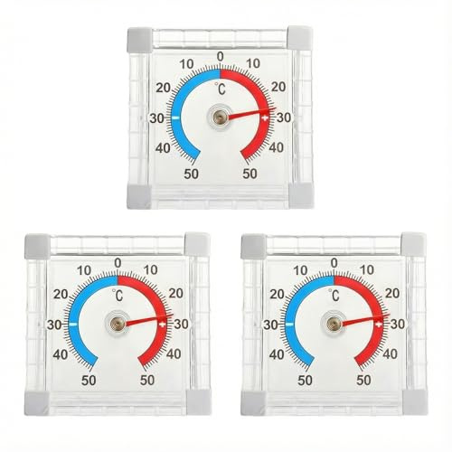 GOOGO Confezione da 3 termometri autoadesivi per finestre, termometri per finestre, resistenti alle intemperie, misurazione precisa della temperatura per interni ed esterni