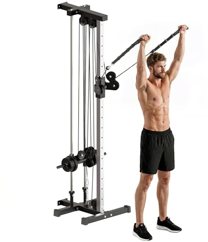 SPORTNOW Máquina Polea Alta y Baja de Pared, de Doble Polea Ajustable en 15 Posiciones, Máquina de Musculación, Multifunción Lat Pulldown para Entrenamiento de Fitness en Gimnasio, Casa