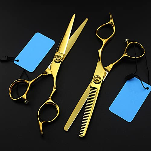 Hair Cutting Shears, 6 Inch Professional Gold Hair Scissors Set Cutting Barber Haircut Scissor Thinning Shears Hairdressing Scissors