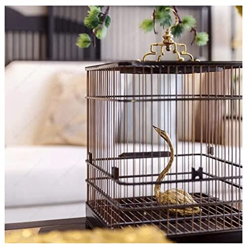 OWOHYG Cage à Oiseaux en ébène, Cage Suspendue carrée pour Petits et Moyens Oiseaux, Cage de volière à Double Fond