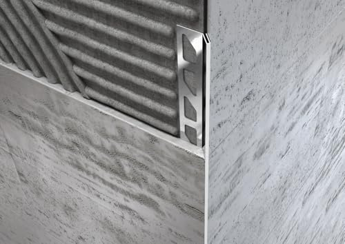 MINUTA PROFILI Angolare Slim in Acciaio Inox AISI 304, per Bordi di Rivestimenti e Piastrelle, Finitura Design Moderno, Protezione Bordi Muro. Lunghezza 2.7m (Lucido)