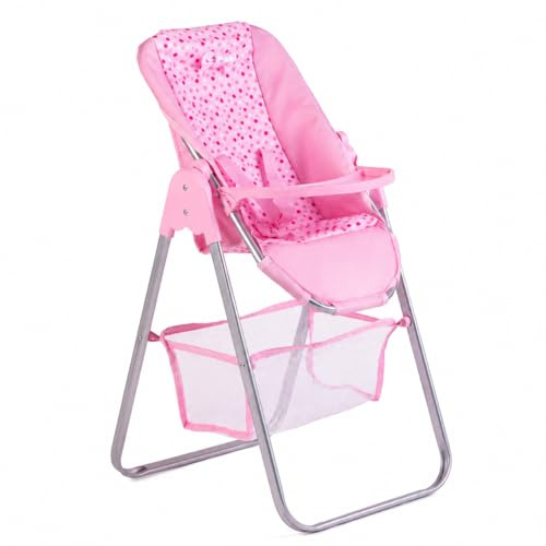 Ivy and Lily Mettal Dolls High Chair with Spot Print, Pink, Fits Doll up to 45cm, 40x33x67cm