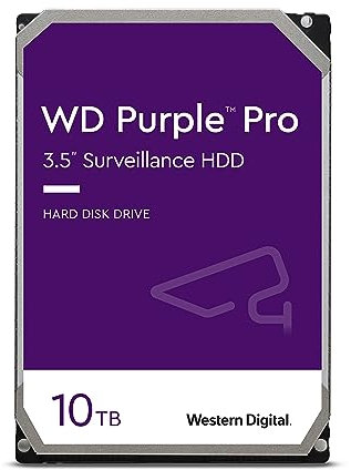 WD Purple Pro 10 To Disque dur Interne 3.5 dédié Vidéosurveillance AllFrame Technology, 550TB/yr, 256MB Cache, 7200 RPM, Garantie 5 ans