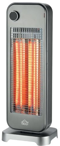 DCG SA9816 - Stufa al Carbonio Oscillante, 2 Livelli di Riscaldamento 450W e 900W, Elettrica a Basso Consumo, Griglia di Protezione e Sistema di Sicurezza Anti-Ribaltamento, cm. 25,5x20,5x69