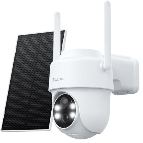 GALAYOU Camera Surveillance WiFi Exterieure sans Fil Batterie - Panneau Solaire, 2K Camera Solaire Exterieur 2,4GHz, Alerte Instantané PIR, Compatible avec Alexa, Vision Nocturne, Audio Bidirectionnel