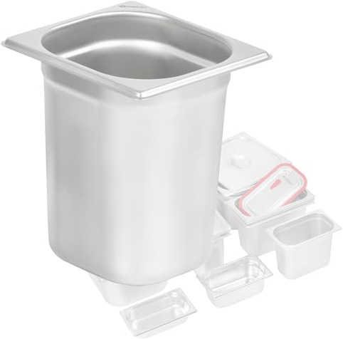 Mahlzeit GN kantin 1/6 | Höjd 200 mm | rostfritt stål gastronomibehållare | Gastronorm behållare, gastronormbehållare, värmebehållare | Lämplig för matvärmare, Chafing Dishes och Bain Maries