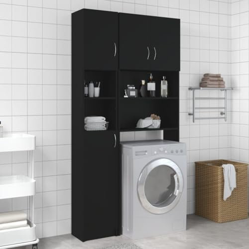 AJJHUUKI Washing Machine Cabinet Set Black Engineered Wood
