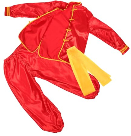 HONITANO Tenue Arts Martiaux pour Garçon Fille Costume Traditionnel Chinois Rouge à Manches Longues Uniforme Polyvalent pour Entraînement Kung Fu Tai Chi et Performances