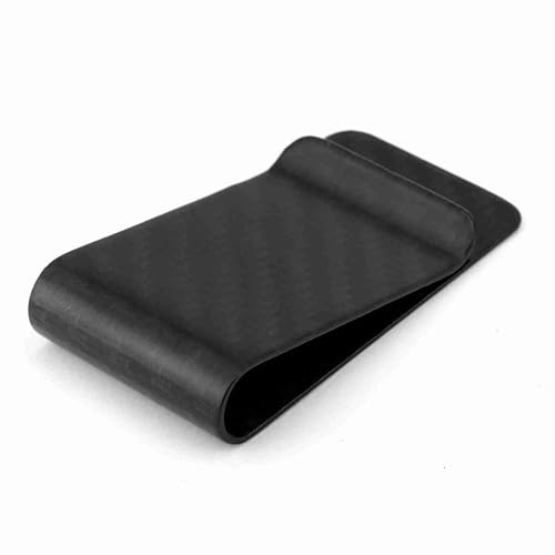 Aramox Pengaklämma i Kolfiber, Ultralätt Företagskassahållare för Kreditkort och Räkningar, 70x38x13 Mm Smal Plånbok för Män, Svart