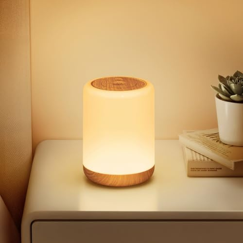 CAKLIK Lampada da Comodino LED Touch Dimmerabile, Luce Notturna Bambini Ricaricabile con 4 Modalità e 256 RGB, 2000mAh Abat Jour Senza Fili con Funzione Timer per Camera da letto, Cameretta