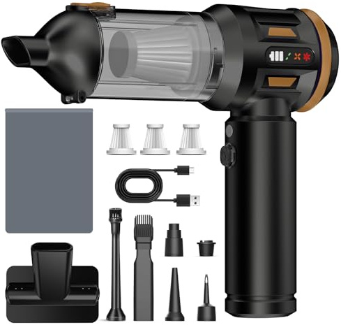 Aspirateur à main sans fil 26 000 Pa 4 en 1 avec affichage numérique, vidange automatique à 1 bouton, 6000 mAh, réglage 3 vitesses pour voiture, bureau, poils d'animaux, canapé (noir)