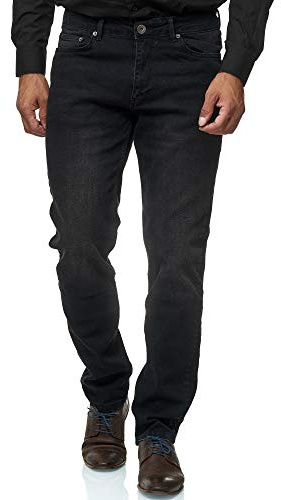 JEEL Herren-Jeans - Regular-Fit Straight-Cut - Stretch - Jeans-Hose Basic Washed 06-schwarz (verwaschen) 34W / 32L