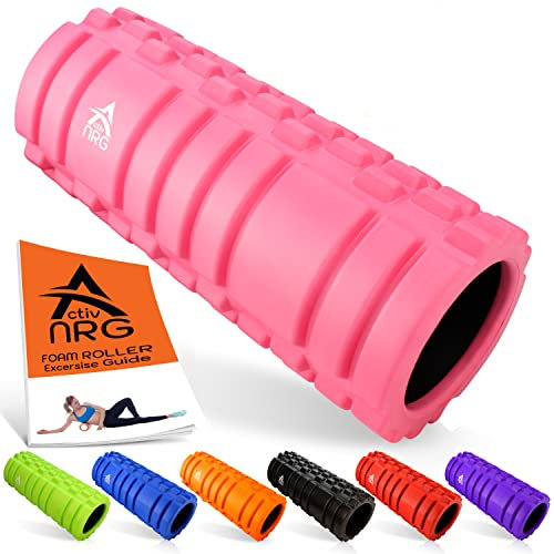 ActivNRG, Rullo in schiuma per fitness, massaggi di muscoli e tessuti profondi, trigger point, fisioterapia (rosa)
