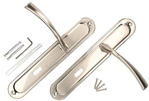 KOTARBAU® Kit de poignées de porte BB 90 mm - Plaque longue nickel-chrome universel moderne