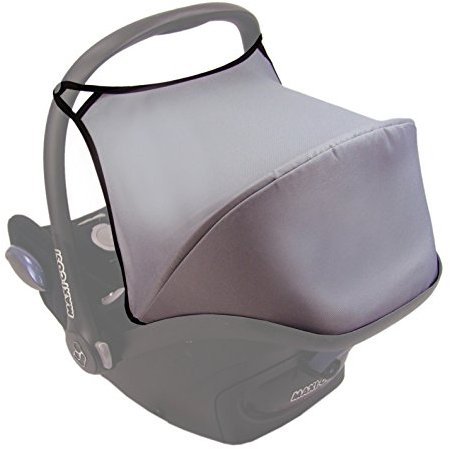 BAMBINIWELT Sonnenverdeck Sonnendach Sonnenschutz für Babyschale kompatibel mit Maxi Cosi CABRIO-FIX + GRATIS Gurtpolster (hellgrau)