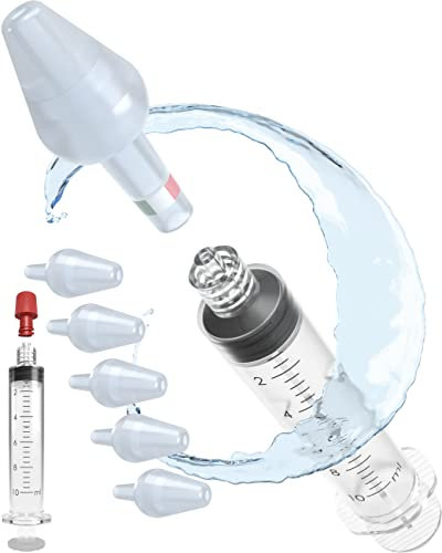 Rino Set Lavaggio Nasale Neonati, Bambini e Adulti, Kit Pulizia Naso Made in Italy con Siringa e Irrigatore per Soluzione Fisiologica (1 Siringa, 5 Olive)