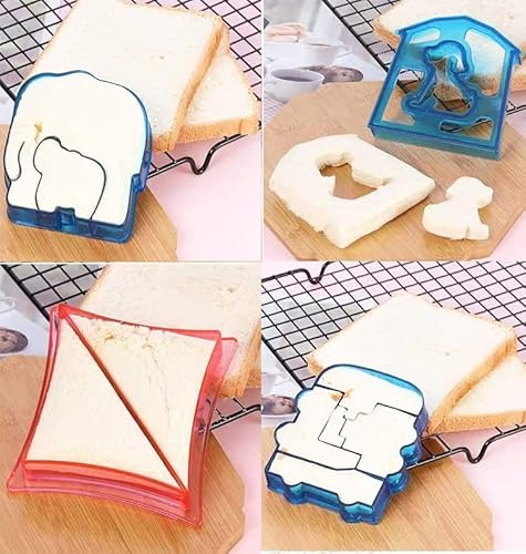 Cortador de sándwich para niños, 4 cortadores de sándwich, cortador de pan y cortador de sándwich para niños, forma cuadrilátero, cortador fácil para almuerzos escolares y hornear en casa