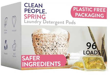 Clean People Laundry Washing Capsules - Recyclable Packaging, Hypoallergenic, Stain Fighting - Ultra Concentrated, Laundry Soap - Spring Scent, 96 Pack
