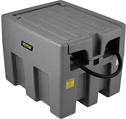 VEVOR Serbatoio per Carburante Portatile, 220 Litri 12V CC Grande Serbatoio per Carburante con Pompa a Trasferimento Grigio per Camion, Trattori, Navi, Camper, Industrie all'Aperto, Industrie Edili