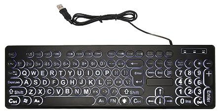 ciciglow Teclado Retroiluminado con Letra Grande, Teclado USB Retroiluminado con Cable de 104 Teclas Teclado Estándar de Negocios con Letra Grande para Niños Mayores con Discapacidad Visual