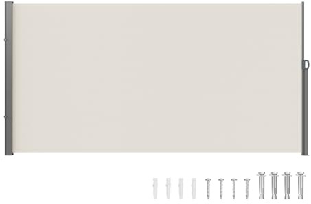 VEVOR Toldo Lateral Retráctil Pantalla de Privacidad al Aire Libre 180x350 cm Toldo Lateral contra Viento Impermeable de Poliéster Divisor de Habitación UV 30+ para Patio, Jardín, Balcón, Beige