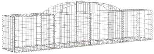 Makastle Set de 15 Parterre surélevé en Gabions arqués, jardinière en Cage à Pierre, Lit Surélevé à Gabion, Parterre de Fleurs Jardin Terrasse Extérieur Jardinière Panier à Pierres, 300x50x60/80 cm