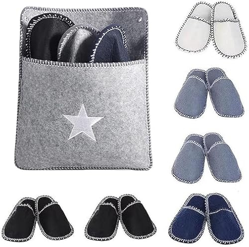DAJASD Lot de 6 paires de chaussons d'invités en feutre antidérapants - Pantoufles en feutre pour invités, famille, spa, hôtel, voyage, unisexe, Blanc., 32 2/3 EU X-Large