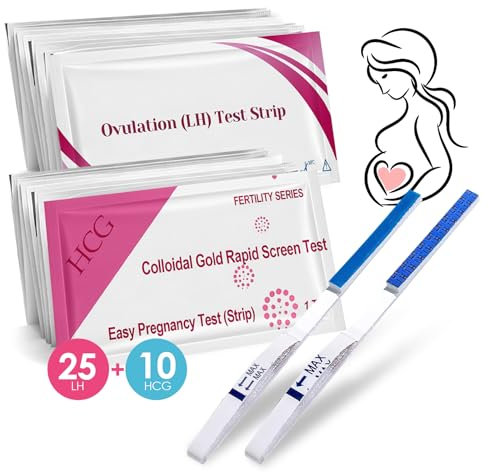 25 Test Ovulazione + 10 Test Gravidanza, Test di ovulazione sensibili 25mIU/ml, Test di Ovulazione e Gravidanza, Preciso e Affidabile, Aumenta le tue Probabilità di Rimanere Incinta