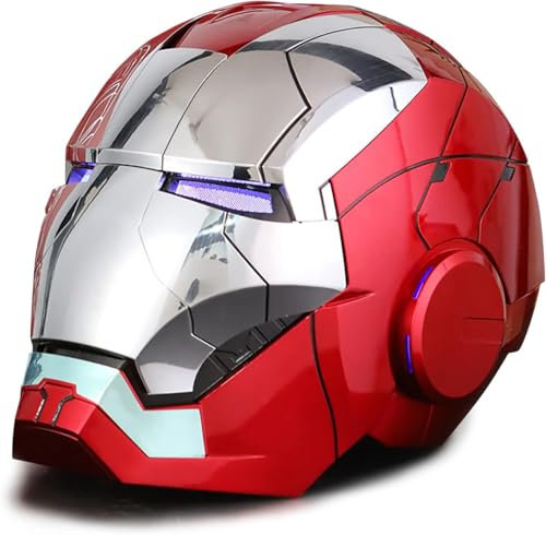 2024 Iron Man Helmet, Mask with Jarvis Voice and Remote, Touch Controlled Open / Close, Silver / Red