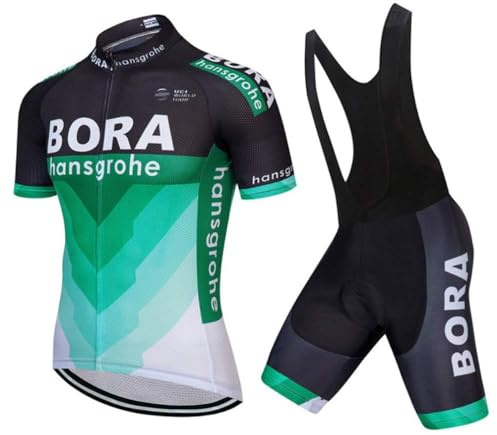 VeloZenith Ensemble maillot de cyclisme pour homme à manches courtes avec rembourrage 3D pour VTT, vélo de course, vélo de route, en jersey + short Bib, combinaison de cyclisme M à 4XL (vert, L),