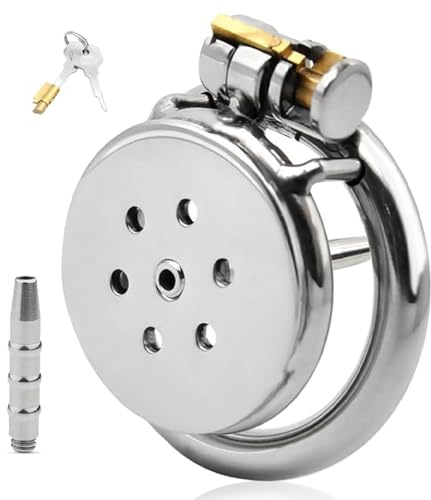 BDSMYEE Gabbia per pene Gabbia di castità piatta maschile con dilatatore, Gabbia di castità, Set BDSM Schiavo Giocattolo sessuale estremo per uomini (Piccolo 40)
