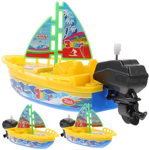 Kisangel Lot De 3 Voiliers À Remonter avec Hélice - Jouets De Bain pour Enfants & Bébés Jouets De Piscine Aquatique