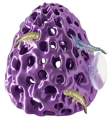 Boxili Shrimp Dome Hide with Suction Cup, Shrimps Resting Hideout Cave, Aquarium Decor Accessories for Betta Small Fish Guppy (Purple)