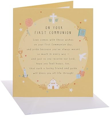 UK Greetings | Communion Card | Poem Design | With Envelope | Congratulations Card | Greeting Card | Her/Him | 15.9 x 18.4cm