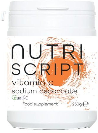 Vitamin C Powder – 250g Sodium Ascorbate – Nutriscript 100% Pure British Pharmaceutical Grade Buffered Vitamin C - Quali-C