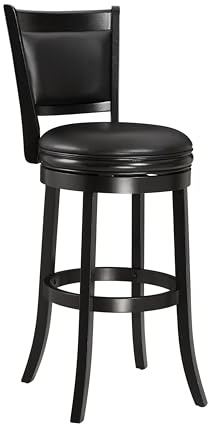 Ball & Cast Tabouret de Bar pivotant rembourré, Tabouret de Bar avec Dossier et Repose-Pieds, Tabouret de Bar en Bois pour îlot de Cuisine et Salle à Manger, Noir