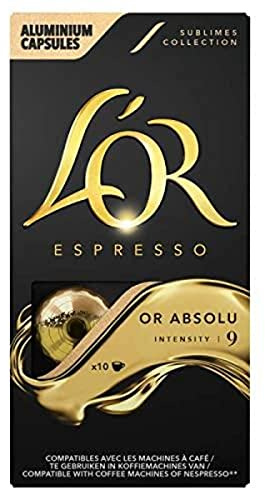 L'Or Capsules de café espresso en aluminium, Or Absolu, intensité 9 - La boîte de 10, 52g