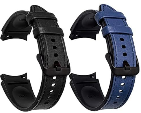 PINHEN Galaxy Watch 7/6/5/4 40mm 44mm Band, 20mm ibrido di cinturino in pelle e silicone compatibile con Galaxy Watch 6 Classic 43mm 47mm banda di ricambio per donne uomini