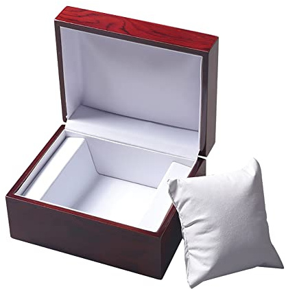 HugeDE Wooden Watch Box Single Wrist Watch Storage Case Bangle Gift Box Bracelet Organizer Case Vintage Jewelry Package Box with Pillow for Men