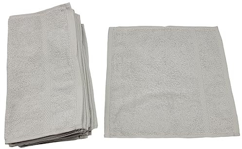Ilkadim Export 10 Stück Waschlappen 100% Baumwolle, 30 x 30cm, Set einfarbig, 10er-Pack Frottiertücher (hellgrau)
