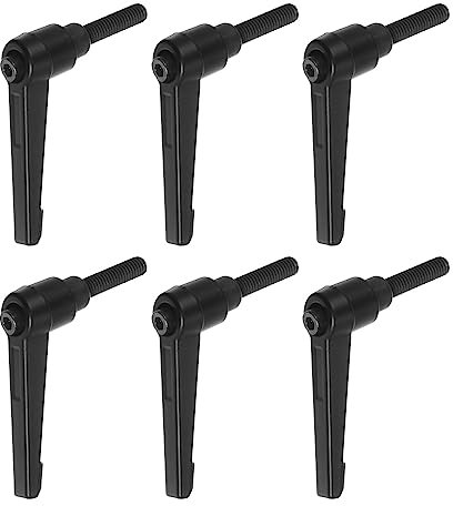 QUARKZMAN 6pz Regolabile Serraggio Leva Maniglie M6 x 20mm Maschio Filettatura Bullone Manopole Girevole Vite blockggio Rapido Rilascio Cricchetto Pulsante Maniglia, Nero
