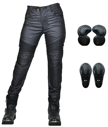 HOMDECR Damen Slim Fit Motorrad Jeans Mit Protektoren Knie Und Hüftprotektoren Stretch Slim Fit Denim Motorradhose Cargo Motorradjeans Schutzhose Biker Pants (2XL)