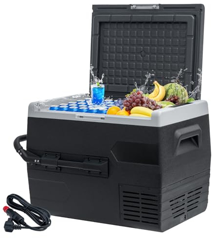 Techomey 65L Portable Refrigerator/Freezer, 12Volt Car Fridge, -4℉~68℉ Fast Cooling Compressor, DC 12V/24V, Compact Refrigerator for Outdoor, RV, Camping, Travel, Multi-directional Lid, Black
