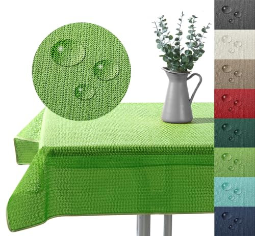 Outdoor Tischdecke Gartentischdecke wasserfest wetterbeständig rutschfest waschbar Outdoortischdecke Weichschaum Garten Balkon Camping Party Tischdeko Typ883 hellgrün 130x220 cm eckig