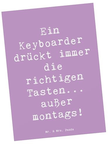 Mr. & Mrs. Panda Postkarte Spruch Keyboarder Fehler - Geschenk, Montag, personalisierte Geschenke, richtige Tasten, Klänge, Sprichwort, Illustrationen, Instrumente, kreative Musizieren, Musikstile