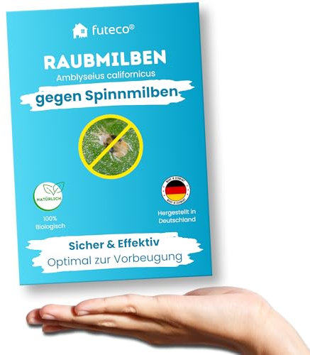 Futeco® – Raubmilben gegen Spinnmilben bei Gemüse-, Zier- & Nutzpflanzen - 10 Tüten für 10-15 Pflanzen - zur biologischen Bekämpfung von Spinnmilben - 100% Chemiefrei - Amblyseius Californicus