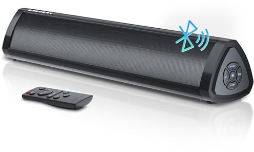 Desobry Barra de sonido de 16 pulgadas para Smart TV, barra de sonido pequeña con sistema de sonido envolvente, barra de sonido Bluetooth con HDMI/ARC/AUX/coaxial/óptico/USB, altavoz de barra de