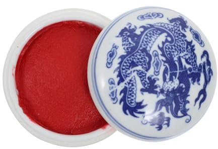 BATHVEVE Tampone per Inchiostro Scatola in Ceramica Tampone per Inchiostro Rosso per Calligrafia Utile per Uso Sigilli