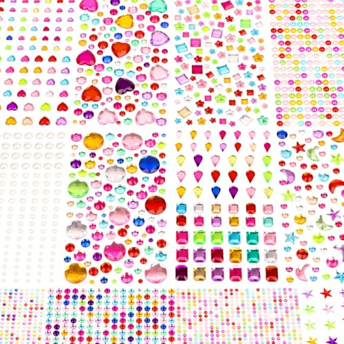 KIPEREE 3240pcs Gem Stickers for Kids – 12 Sheets Self Adhesive Rhinestone Stick on Gems for Crafts, Scrapbooking, DIY & Face Decorations