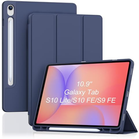 ProCase Funda para Galaxy Tab S10 Lite/S10 FE/S9 FE 10.9 -Marino | Funda TPU con Soporte Plegable, Auto Sueño/Despertar, Portalápiz S Pen y Carga Magnética, Compatible con 2025/2023